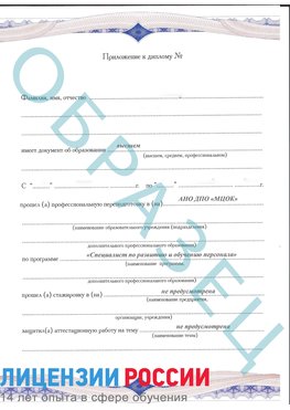 Образец приложение к диплому (страница 1) Николаевск-на-Амуре Профессиональная переподготовка сотрудников 
